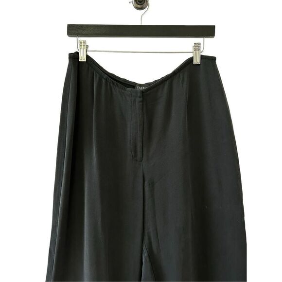 Eileen Fisher Silk Elastic Waist Wide Leg Crop Pants Black Women's Size Medium - Picture 3 of 5